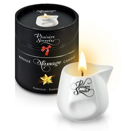 Массажная свеча с ароматом ванили Bougie Massage Gourmande Vanille - 80 мл. - Plaisir Secret - купить с доставкой в Новомосковске