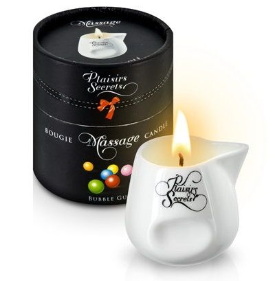 Массажная свеча с ароматом бубль-гума Bougie de Massage Gourmande Bubble Gum - 80 мл. - Plaisir Secret - купить с доставкой в Новомосковске