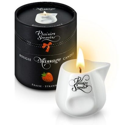 Массажная свеча с ароматом клубники Bougie de Massage Gourmande Fraise - 80 мл. - Plaisir Secret - купить с доставкой в Новомосковске