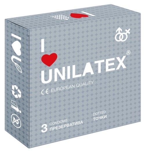 Презервативы с точками Unilatex Dotted - 3 шт. - Unilatex - купить с доставкой в Новомосковске