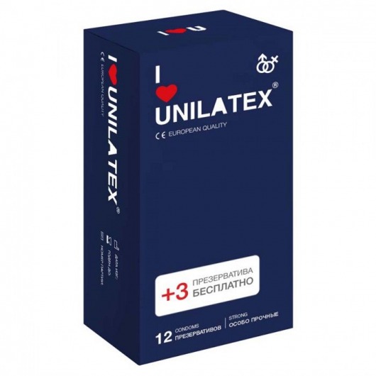 Ультрапрочные презервативы Unilatex Extra Strong - 12 шт. + 3 шт. в подарок - Unilatex - купить с доставкой в Новомосковске