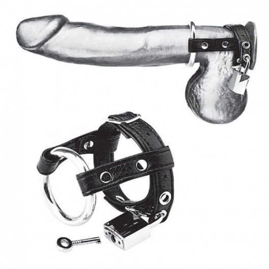 Утяжка на пенис на замочке Duo Cock And Ball Lock - BlueLine - купить с доставкой в Новомосковске