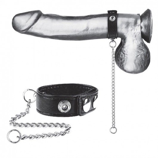 Утяжка на пенис с поводком Snap Cock Ring With 12  Leash - BlueLine - купить с доставкой в Новомосковске