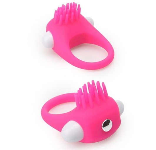 Розовое эрекционное кольцо с щеточкой LIT-UP SILICONE STIMU RING 5 - Dream Toys - в Новомосковске купить с доставкой