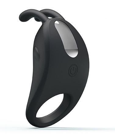 Чёрное эрекционное кольцо с вибрацией Rabbit Vibrator - Baile - в Новомосковске купить с доставкой