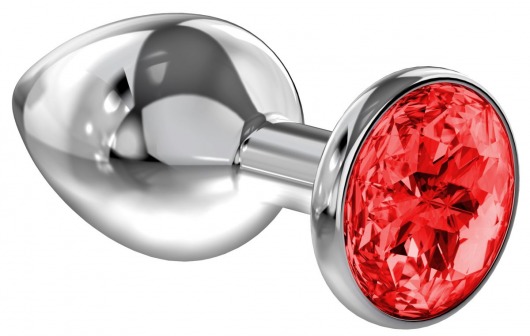 Большая серебристая анальная пробка Diamond Red Sparkle Large с красным кристаллом - 8 см. - Lola Games - купить с доставкой в Новомосковске