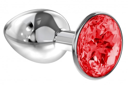 Малая серебристая анальная пробка Diamond Red Sparkle Small с красным кристаллом - 7 см. - Lola Games - купить с доставкой в Новомосковске