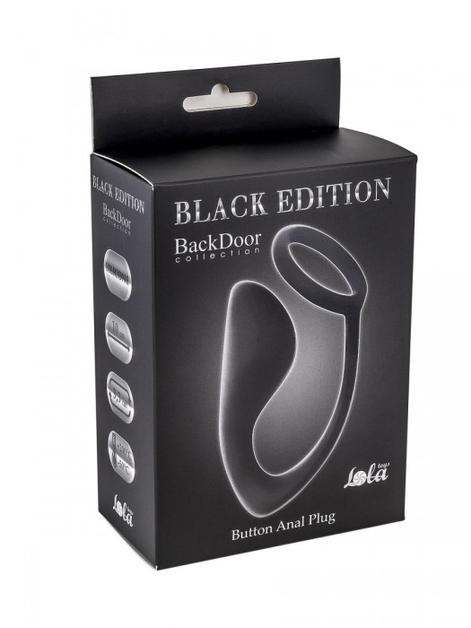 Чёрное эрекционное кольцо с анальной пробкой Button Anal Plug - Lola Games - в Новомосковске купить с доставкой