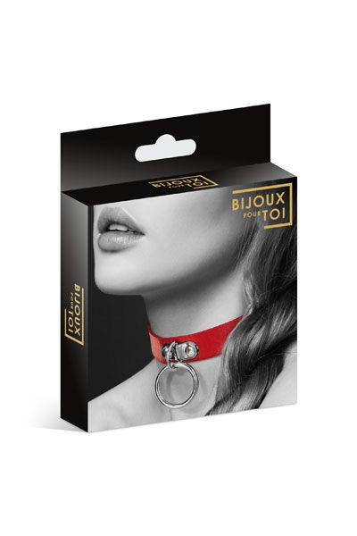 Красный узенький чокер с кольцом - Bijoux Pour Toi - купить с доставкой в Новомосковске