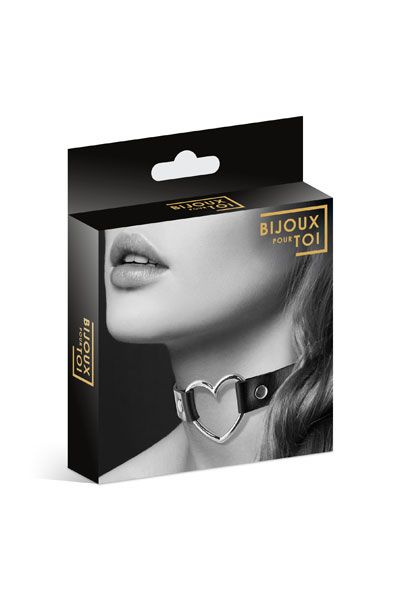 Чёрный чокер с кольцом в форме сердца - Bijoux Pour Toi - купить с доставкой в Новомосковске