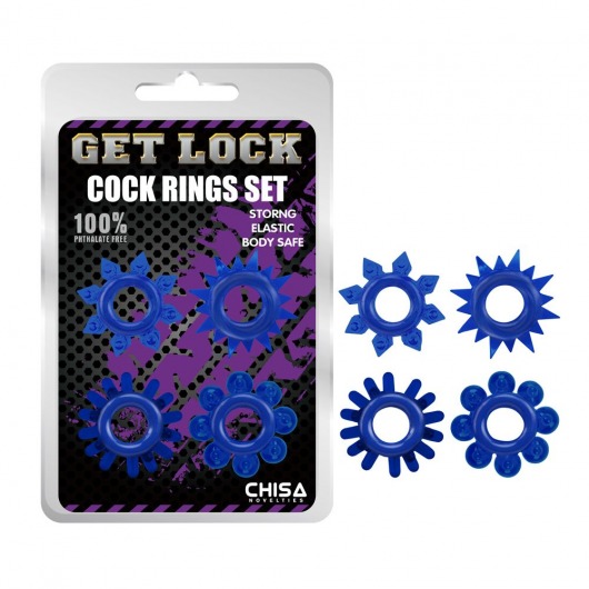 Набор из 4 синих колец Get Lock - Chisa - в Новомосковске купить с доставкой