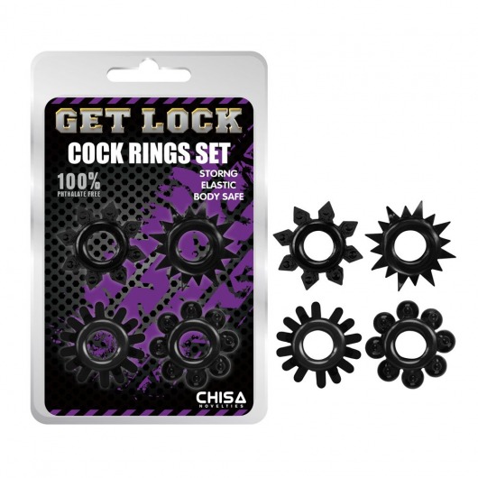 Набор из 4 черных эрекционных колец Get Lock - Chisa - в Новомосковске купить с доставкой